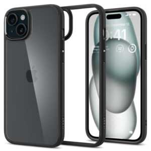 Ultra Hybrid Back Cover Case For iPhone 15 (TPU + Poly Carbonate | Matte Black)